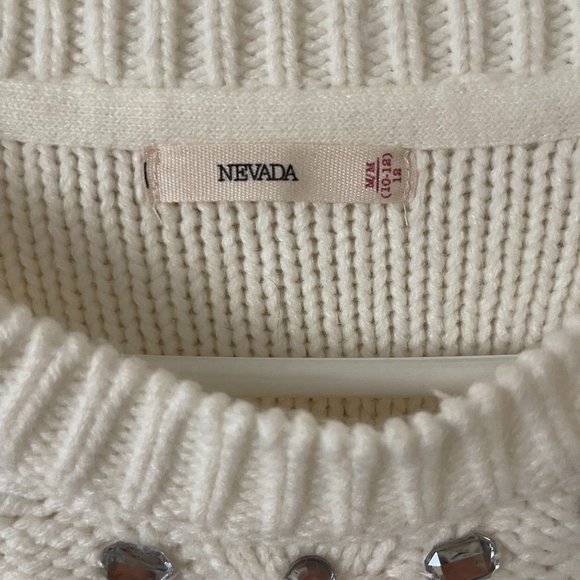 Nevada Cable Knit White Sweater Size Youth Med (10-12) - Picture 3 of 4